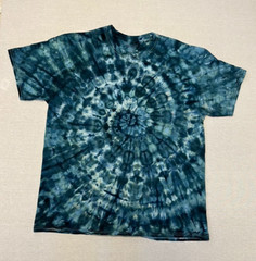 Blue and Green Spiral ICE DYED TIE DYE Tee Adult XL Boho Hippie Festival Retro