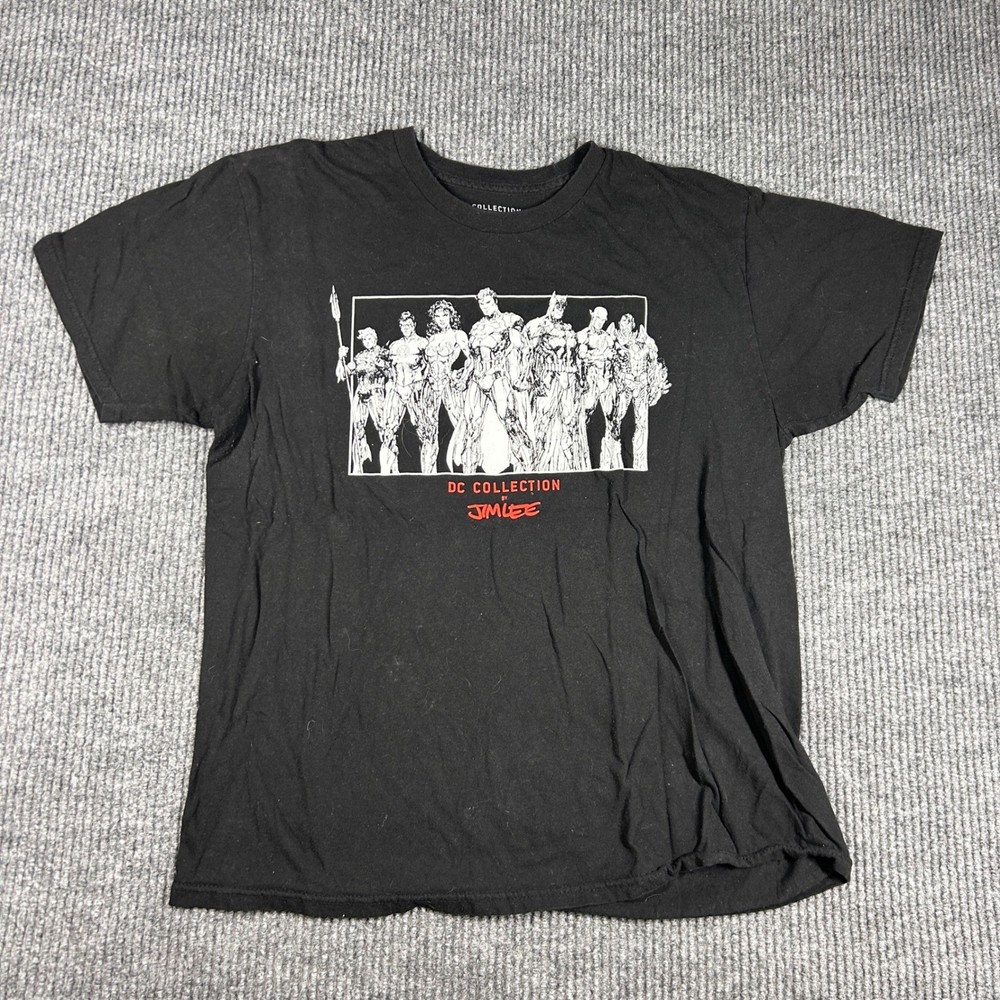DC Collection by Jim Lee Shirt Mens L Justice League Graphic Black Cotton