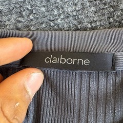 Claiborne Shirt Mens Large Gray Ribbed Knit Stretch Crew Neck Casual Long Sleeve