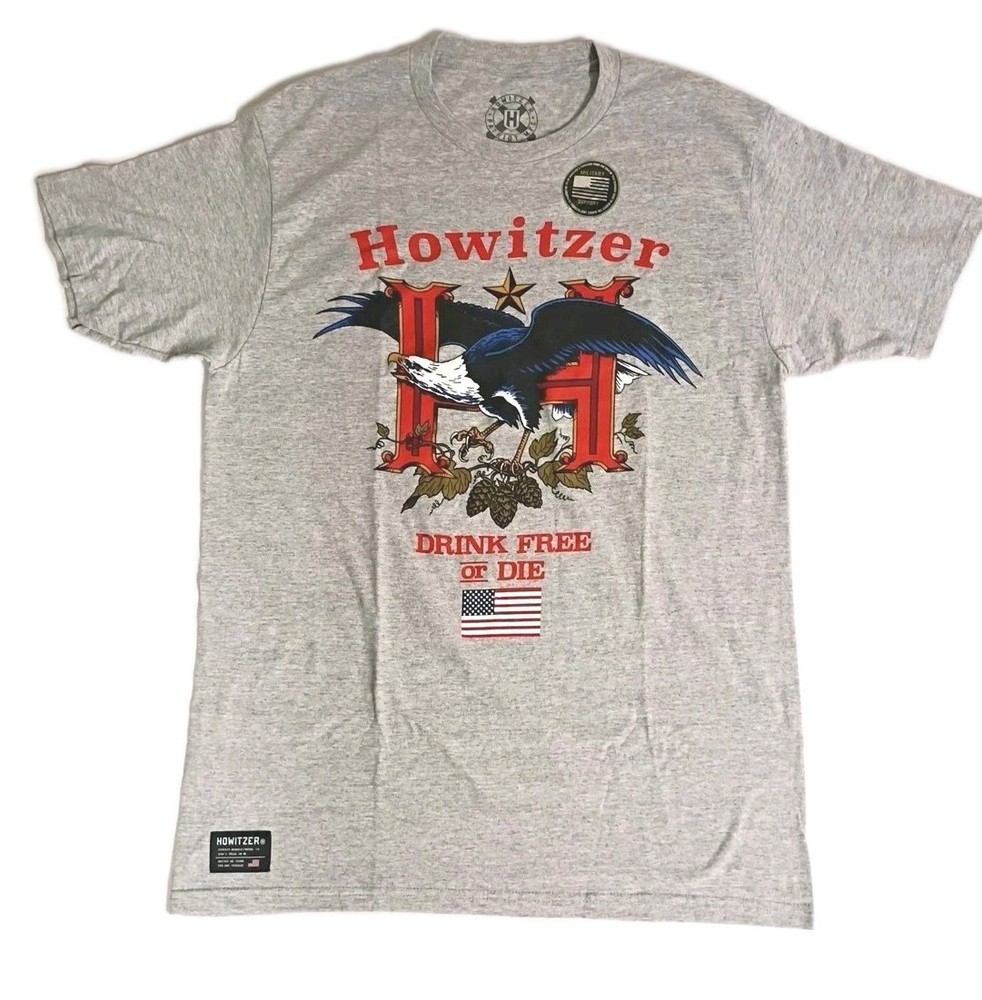 Howitzer T Shirt Men’s Sz. M Chest 19in Length 29in Drink Free Or Die NWOT