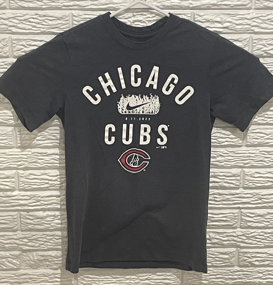 Nike Chicago Cubs T-Shirt Size S Navy Blue Field of Dreams 2022 *Bleach spots