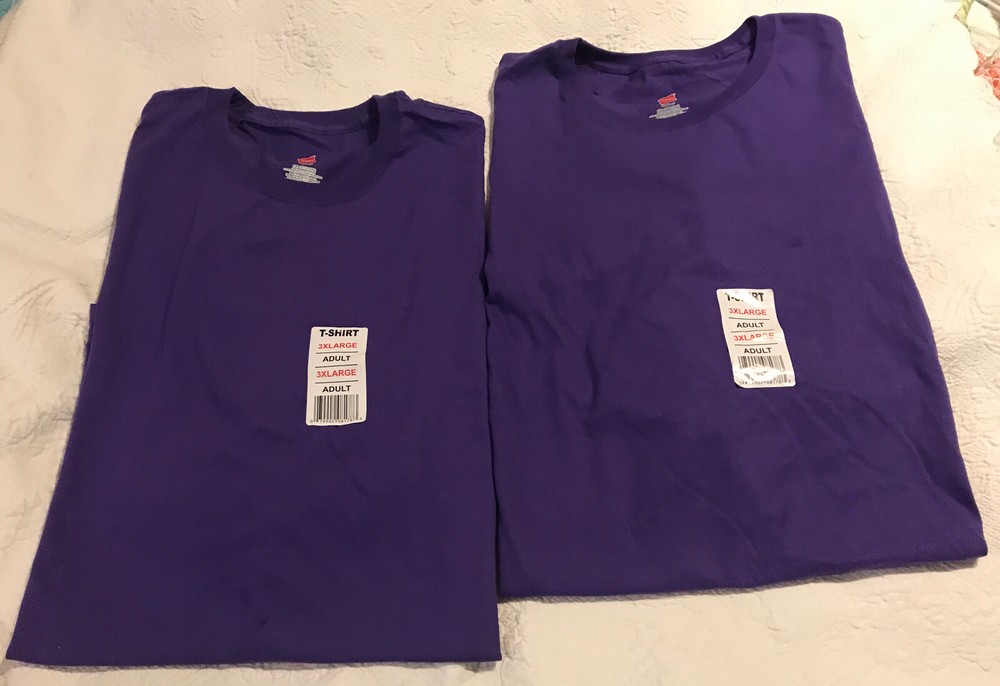 NWT Pair Unisex Adult 62″ Chest/Bust Size 5XL T-shirt Tops Soild Purple S/S AsIs