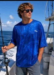 Habit Realtree Fishing Shirt Mens Size XL Blue Short Sleeve Solar Factor