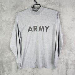 Mens Gray Army Physical Fitness Uniform Shirt Long Sleeve 100% Polyester Size XL