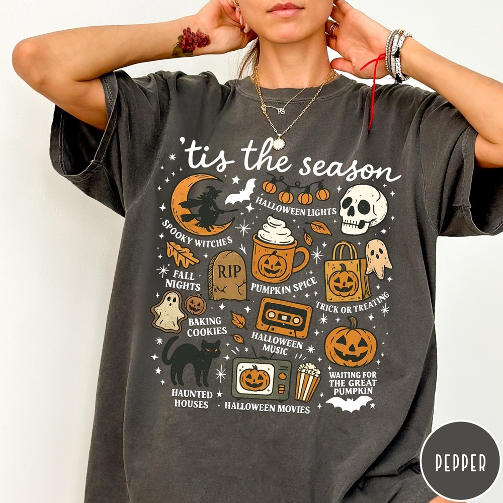 Vintage Halloween Shirt Tis the Season Retro Spooky Fall Pumpkin Unisex Tee