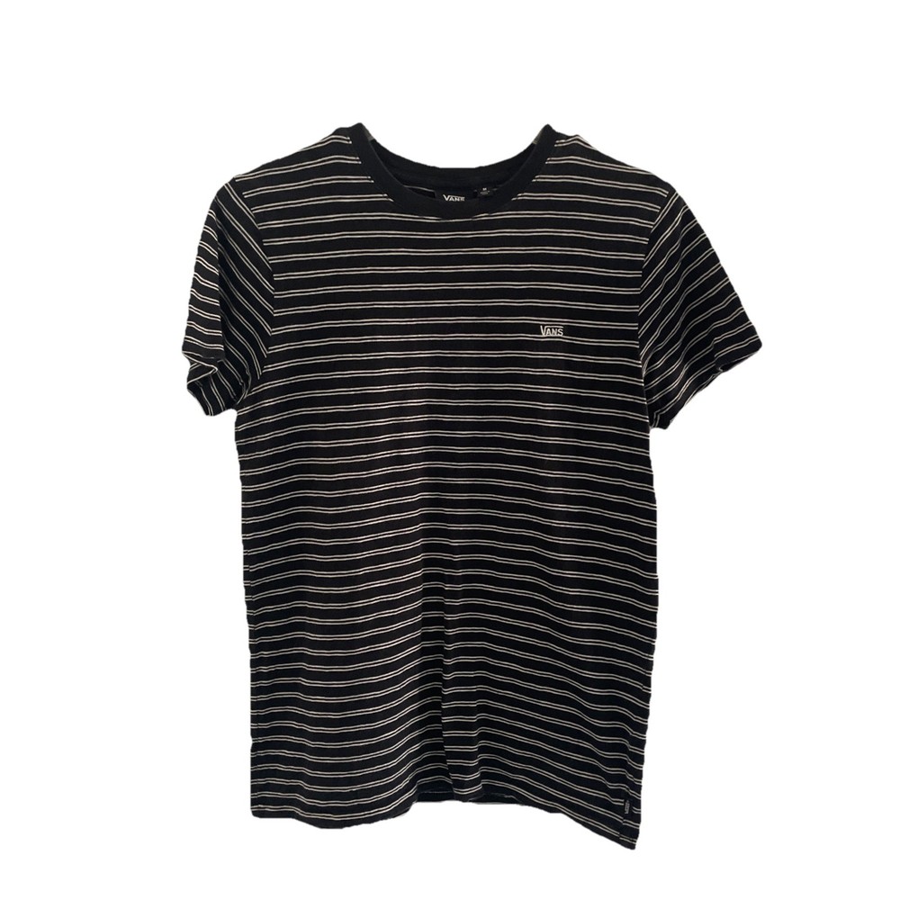 vans off the wall medium black tshirt stripped white soft material