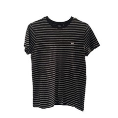 vans off the wall medium black tshirt stripped white soft material