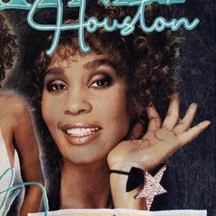 Whitney Houston Tee 100% Cotton Signature Collage Graphic Acid Wash T-shirt L