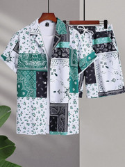 Men Summer Outfit 2-Piece Set Short Sleeve T-Shirt and Shorts Sweatsuit Set