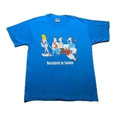 Vintage Backfield In Moon Cartoon Sex Dirty Humor Men’s XL T-shirt Turquoise 90s