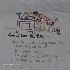 Vintage Novelty Funny Old Person Work T Shirt Size Large White Screen Stars