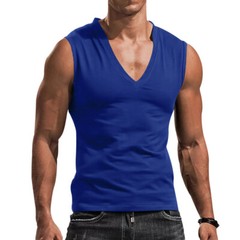 Mens Casual Camisole Sleeveless T-Shirt Solid Color V-Neck Vest Muscle Tank Tops