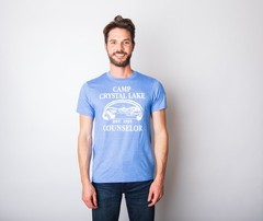 Mens Camp Crystal Lake T shirt Funny Graphic Camping Vintage Adult Novelty Tees