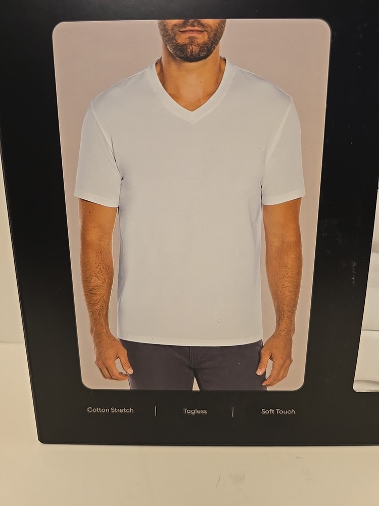 Banana Republic Men’s V-Neck T-Shirt Cotton Stretch Soft, White, 3 Pack M