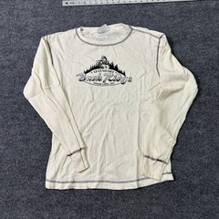 J. America Thermal Shirt Mens Medium Cream Cotton Waffle Knit Buck Ridge Graphic