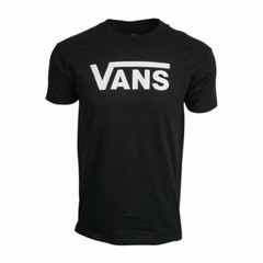 VANS MENS LOGO T SHIRT BLACK WITH WHITE PREMIUM T SHIRT NEW
