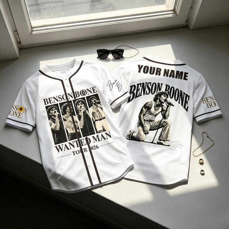 Vintage Custom Benson Boone Wanted Man Tour Baseball Jersey, Custom Name Retro
