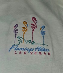 Vintage 90s Flamingo Hilton Las Vegas Embroidered T Shirt XL White Made in USA