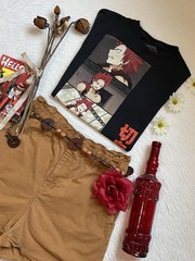 Unisex My hero academia Kirishima red riot panel graphic anime Short Sleeve tee