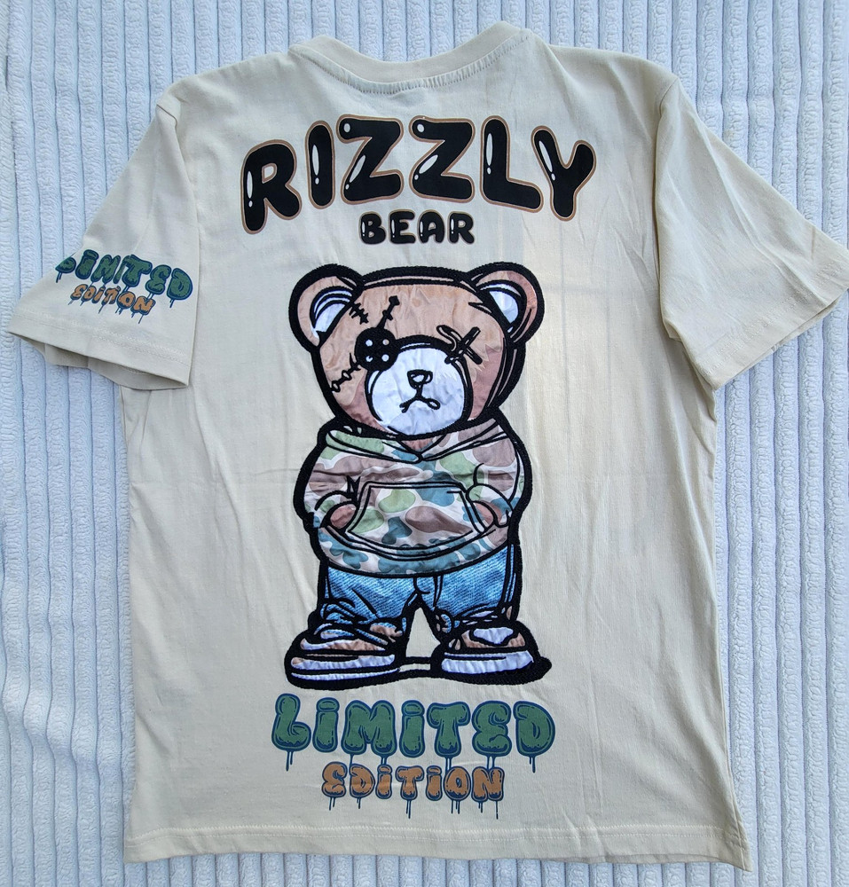 Rizzly Bear Limited Edition Graphic T Shirt Cream Beige Streetwear Mens Size M