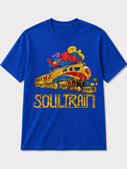 Soul Train Retro Graphic T Shirt Royal Blue Vintage Train Tee Funk Music Unisex