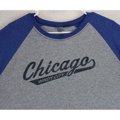 Jezees Blend Chicago Windy City Baseball T-Shirt Mens XL Gray Blue Raglan