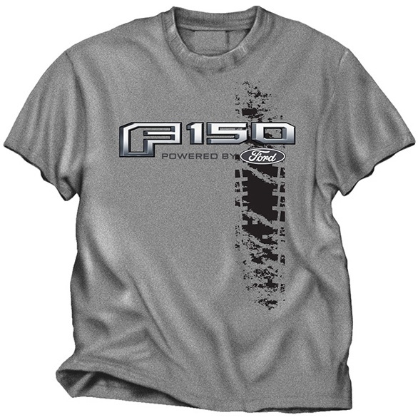 CHECKERED FLAG SPORTS FORD TRUCK F150 TIRE TRACK GREY SHORT SLEEVE T SHIRT LOGO