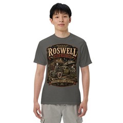 Roswell Rod & Piston Alien Garage T-Shirt Hot Rod Flying Saucer UFO Tee S-4XL