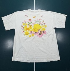 Vintage 90s Looney Tunes Tweety Bird T Shirt XL White Double Sided Flowers