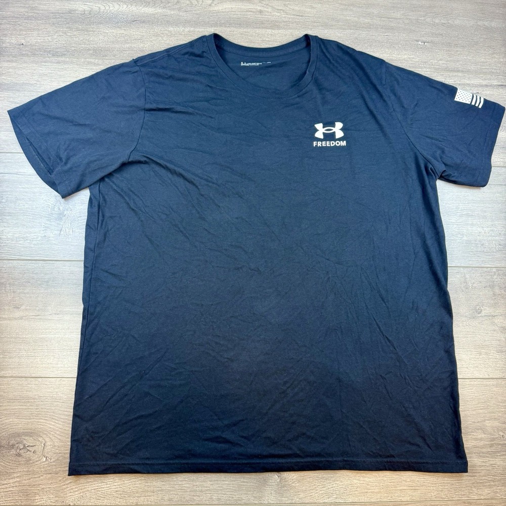 Under Armour UA Freedom Flag Short Sleeve T-Shirt Men’s 3XL Black Loose Fit Crew