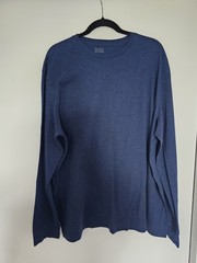CROFT & BARROW T Shirt Mens 2XL Blue Classic Fit Easy Care Long Sleeve Pullover