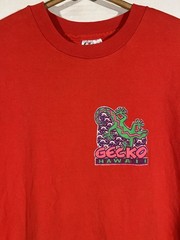 Vintage 90s Gecko Hawaii Graphic T Shirt Red Neon Lizard Logo Single Stitch XL