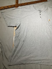 Carhartt Shirt Mens 4XL XXXXL Gray Loose Fit Henley Normcore Logo Tee Work Wear