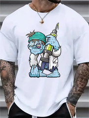 Men’s Casual T-Shirt – Solid Color, Round Neck, Machine Washable Polyester