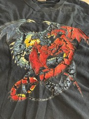 Vintage 1994 Liquid Blue Red and Blue Dragons Black shirt Large