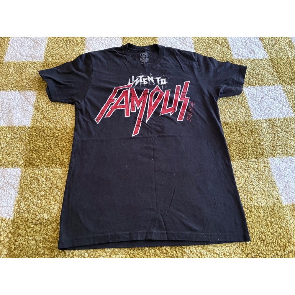 Famous Stars and Straps Mens Graphic T-Shirt Black Listen To Famous Size M