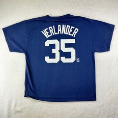 MLB T-Shirt Mens Justin Verlander Detroit Tigers Regular XL Blue Graphic Cotton