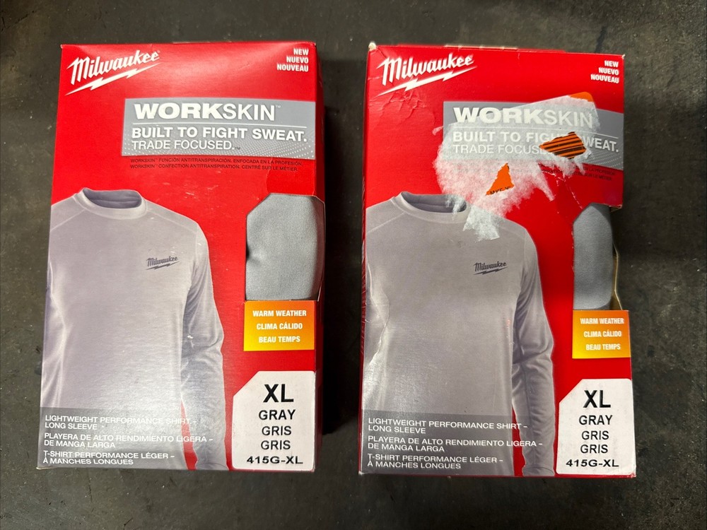 2 Packs Milwaukee Men’s Work Skin Extra Large Gray Light Weight