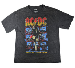 AC/DC Blow Up Your Video T Shirt Mens Small Black Acid Wash Distressed Rock Tee