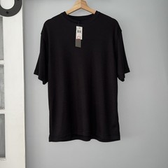 NWT Vintage Methode Plain Black Ribbed Soft T-Shirt Men’s Medium Minimal Basic