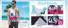 Summer Tank Top Men’s Hawaii Beach Casual Clothing Quick Drying Silk Fit.