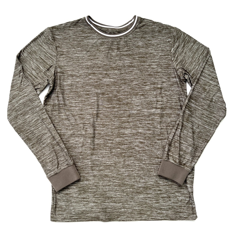Raw Yarn Industries Size M Heathered Long Sleeved Top Olive Green Crew Neck