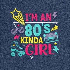 Vintage 80’s Women’s I’m an 80’s Girl Graphic Tee Short Sleeve Top, Dark Blue, M