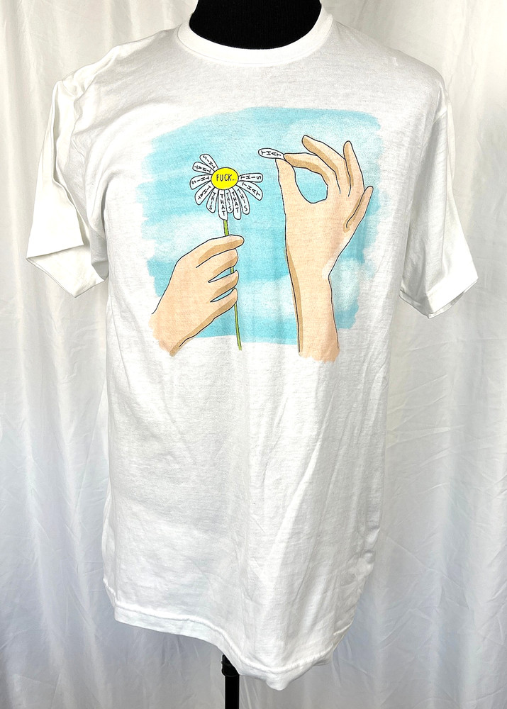 NEW NWT ALAB F- This, F- That White Daisy Petals S/S T-Shirt L