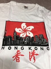 New, T shirt, Hong Kong prints, featuring flower and high-rise background L