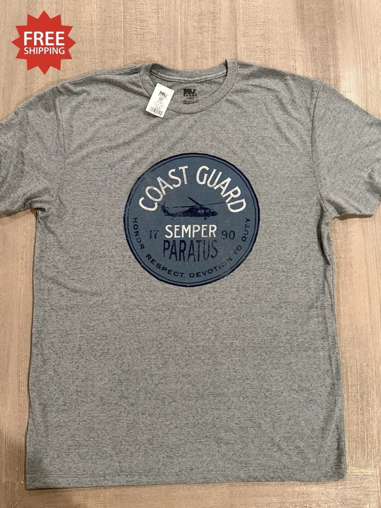 USCG U.S. Coast Guard SEMPER PARATUS Blue Heather T-Shirt – Size XL – NWT