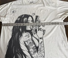 Kill It Gun Girl Tattoo Print “Addicted to Chaos) T Shirt Sz L Grunge Metal Tat