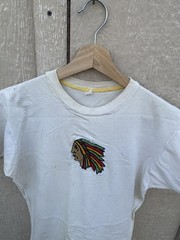 Vintage 60s Native American Chief Head T Shirt School BC USA Made Sz S 50s