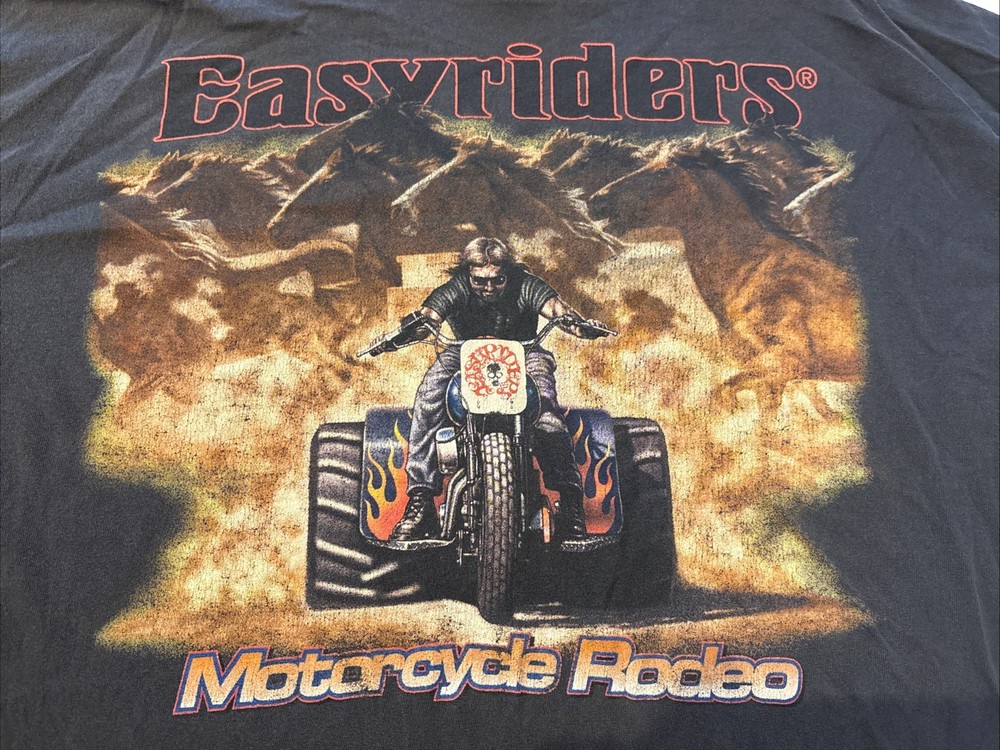 Vintage Easyriders Graphic Tee Mens 2XL Biker Shirt 2003 Rodeo Horses See Pics