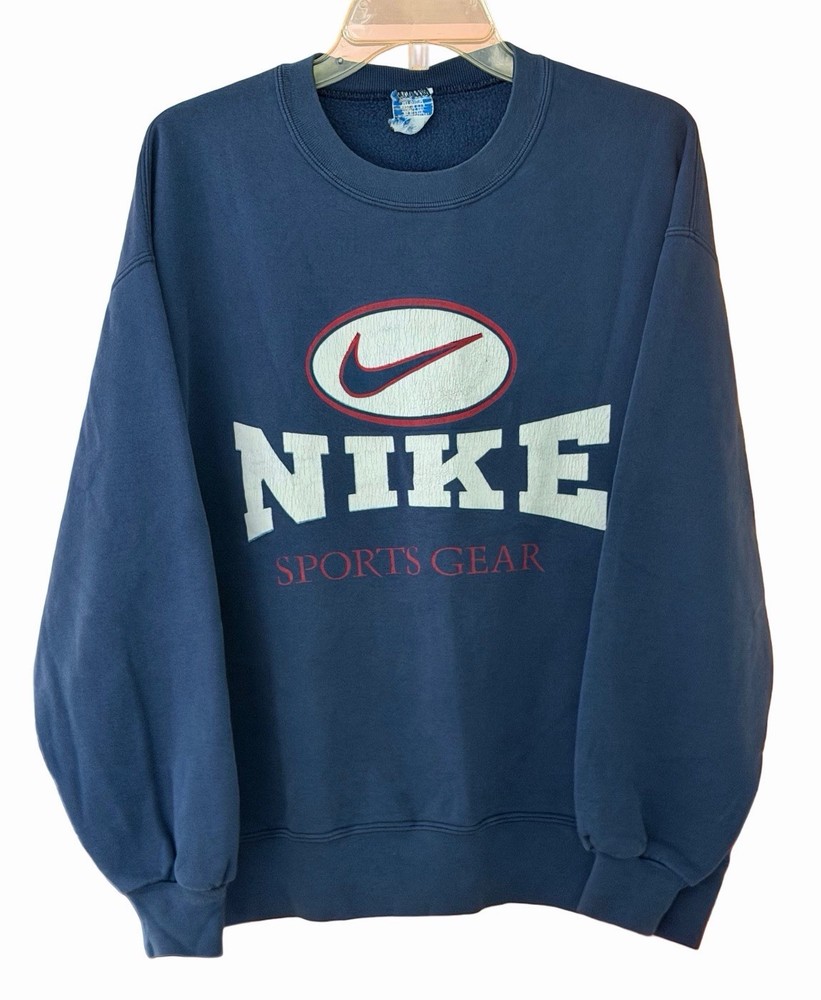 Vintage 90’s Nike Sports Gear Oval Swoosh Shirt Made In USA Blue Men’s sz Medium